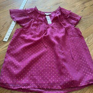 LOFT WOMENS PINK BLOUSE NEW SIZE MEDIUM CAPPED SLEEVES